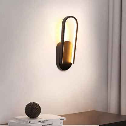 Modern black & white oval led wall sconce parlor warm white light