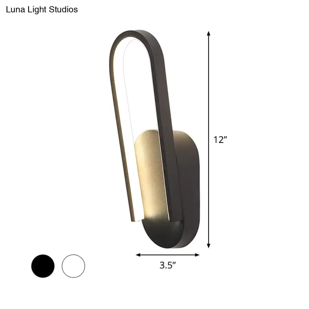 Modern black & white oval led wall sconce parlor warm white light