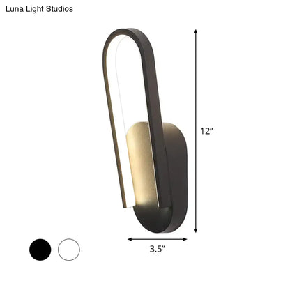 Modern black & white oval led wall sconce parlor warm white light
