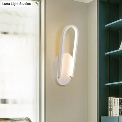 Modern black & white oval led wall sconce parlor warm white light
