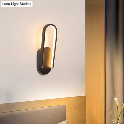 Modern black & white oval led wall sconce parlor warm white light