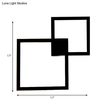 Modern black & white overlapping square acrylic shade wall sconce dining room