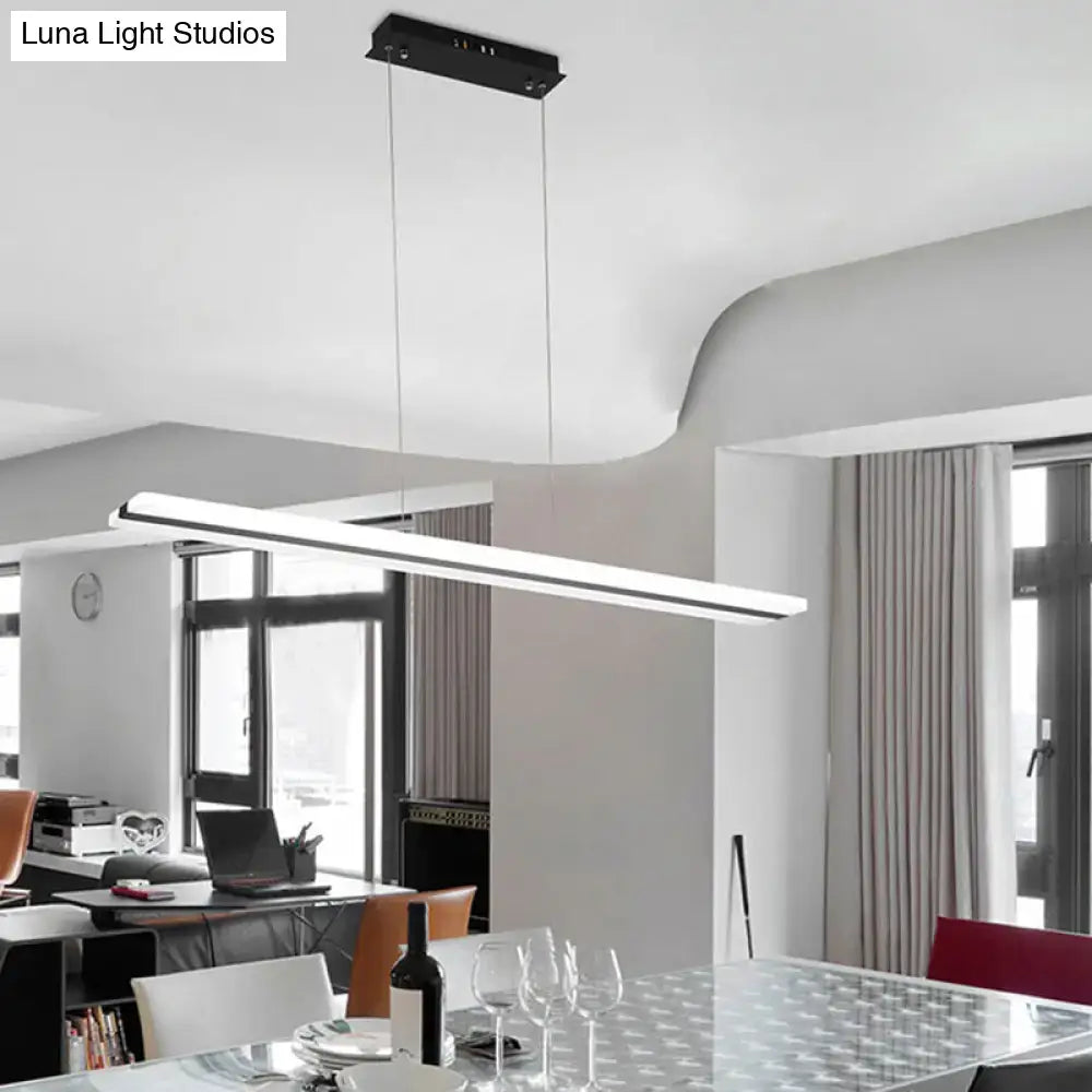 Modern black & white plank hanging lamp – kitchen island lighting