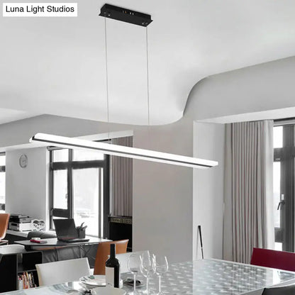 Modern black & white plank hanging lamp – kitchen island lighting
