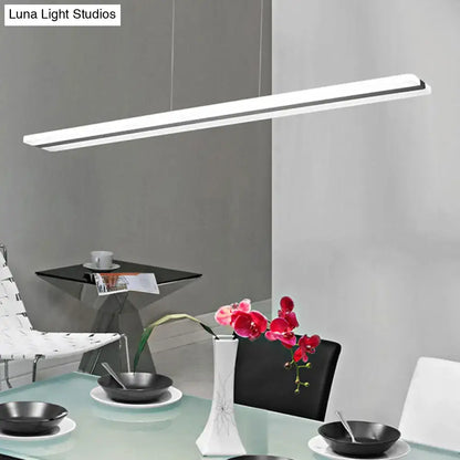 Modern black & white plank hanging lamp – kitchen island lighting