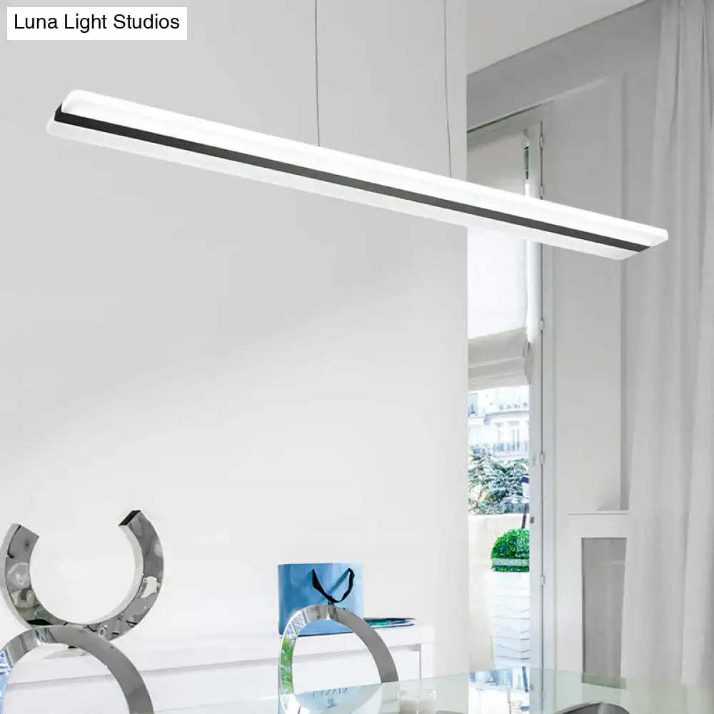 Modern black & white plank hanging lamp – kitchen island lighting