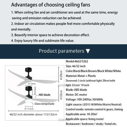 Modern black & white plastic blade ceiling fan with remote bedroom