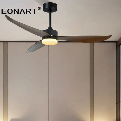 Modern black & white plastic blade ceiling fan with remote bedroom