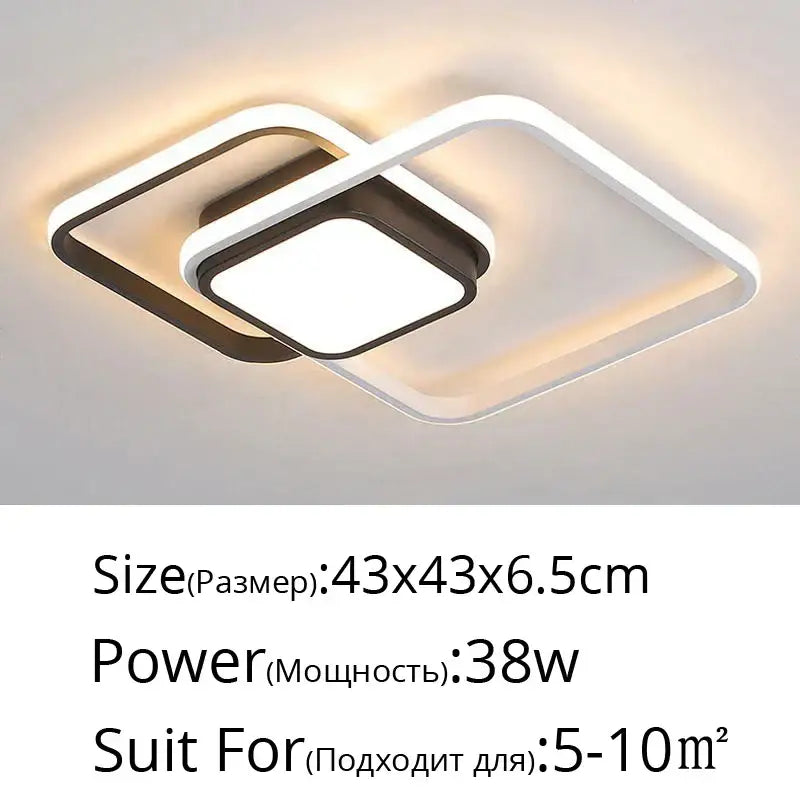 Modern black & white rectangular led ceiling light living room