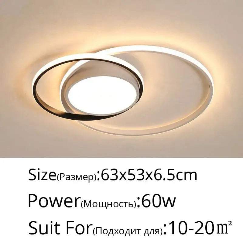 Modern black & white rectangular led ceiling light living room