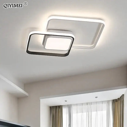 Modern black & white rectangular led ceiling light living room