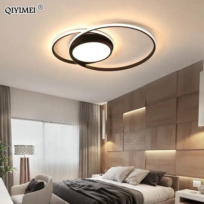 Modern black & white rectangular led ceiling light living room