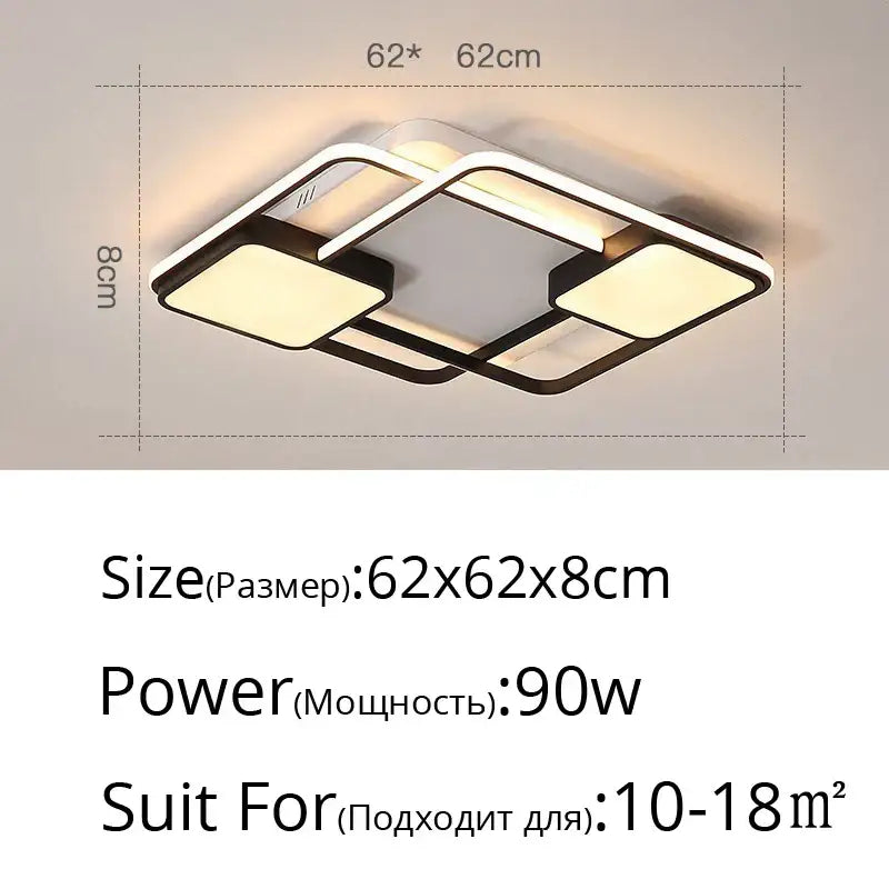 Modern black & white rectangular led ceiling light living room