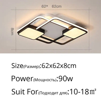Modern black & white rectangular led ceiling light living room