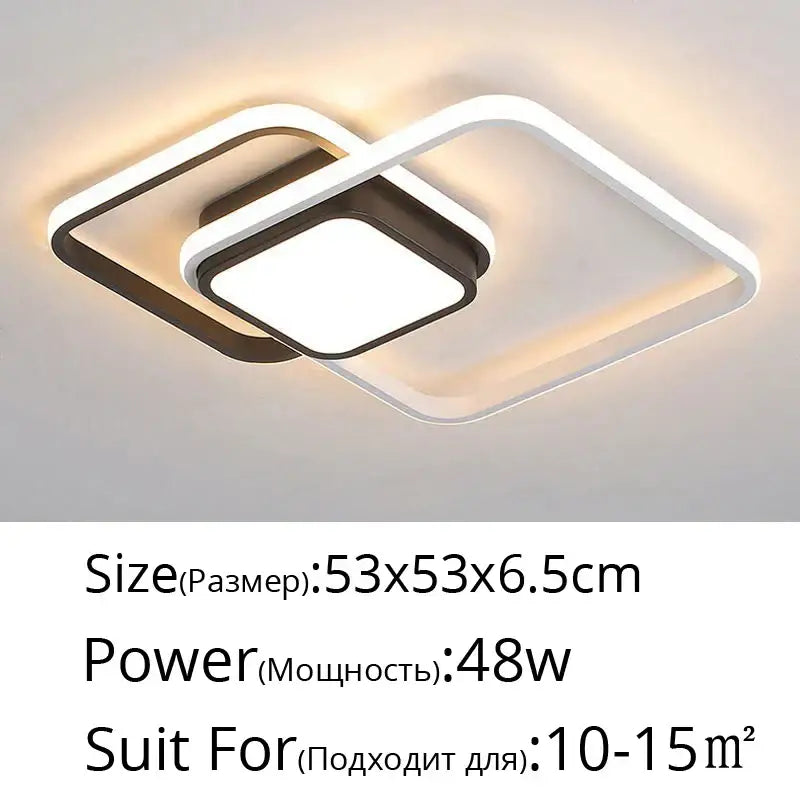 Modern black & white rectangular led ceiling light living room
