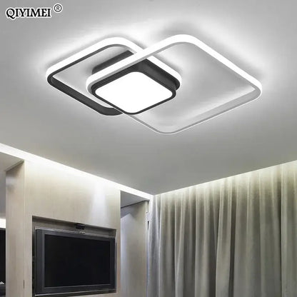 Modern black & white rectangular led ceiling light living room