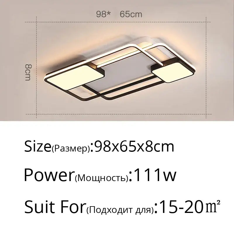 Modern black & white rectangular led ceiling light living room