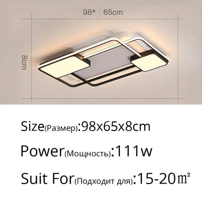 Modern black & white rectangular led ceiling light living room