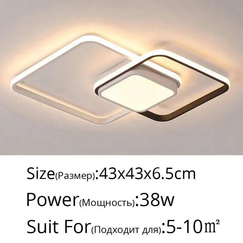 Modern black & white rectangular led ceiling light living room