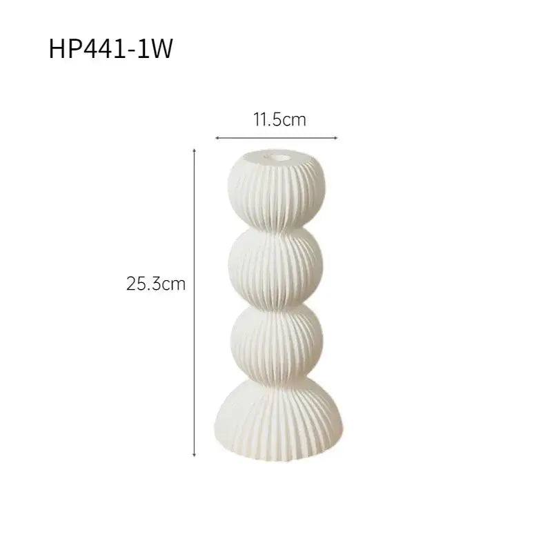 Modern black & white ribbed geometric ceramic candle holder living room