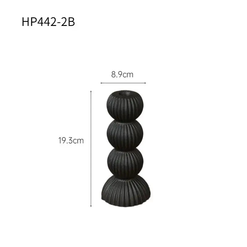 Modern black & white ribbed geometric ceramic candle holder living room