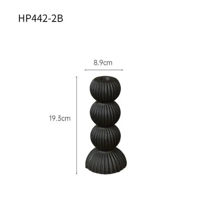 Modern black & white ribbed geometric ceramic candle holder living room