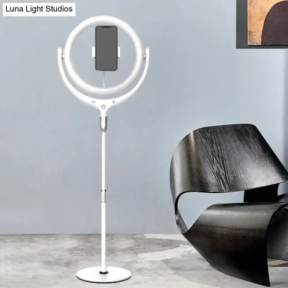 Modern black & white ring led mirror lamp bedroom phone stand