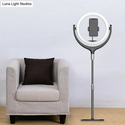 Modern black & white ring led mirror lamp bedroom phone stand