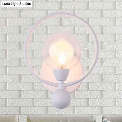 DecorBites™ Modern Black/White Ring Wall Sconce Lamp with Glass Ball Shade