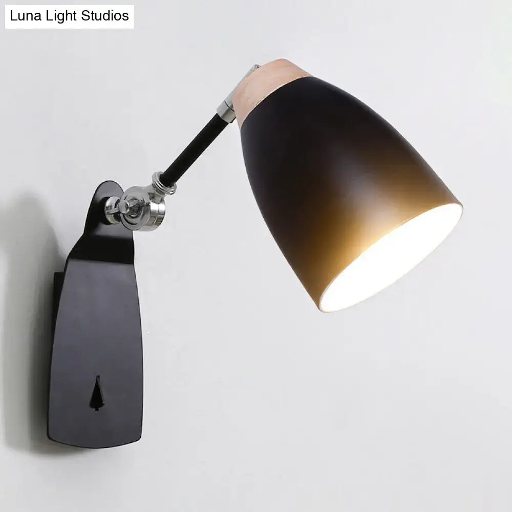 Modern black & white rotatable wall mounted light for bedroom