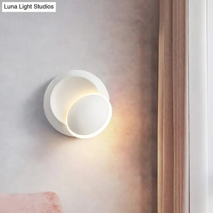 Modern black & white rotating eclipse wall lamp bedroom led sconce