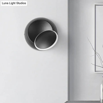 Modern black & white rotating eclipse wall lamp bedroom led sconce