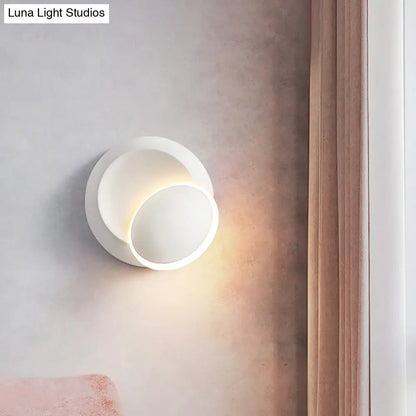 DecorBites™ Modern Black/White Rotating Eclipse Wall Lamp with LED Iron Sconce Design