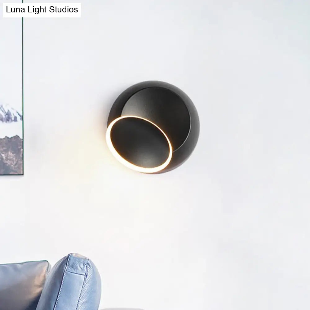 DecorBites™ Modern Black/White Rotating Eclipse Wall Lamp with LED Iron Sconce Design