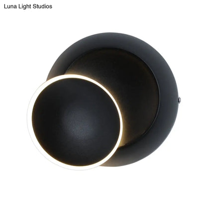 DecorBites™ Modern Black/White Rotating Eclipse Wall Lamp with LED Iron Sconce Design