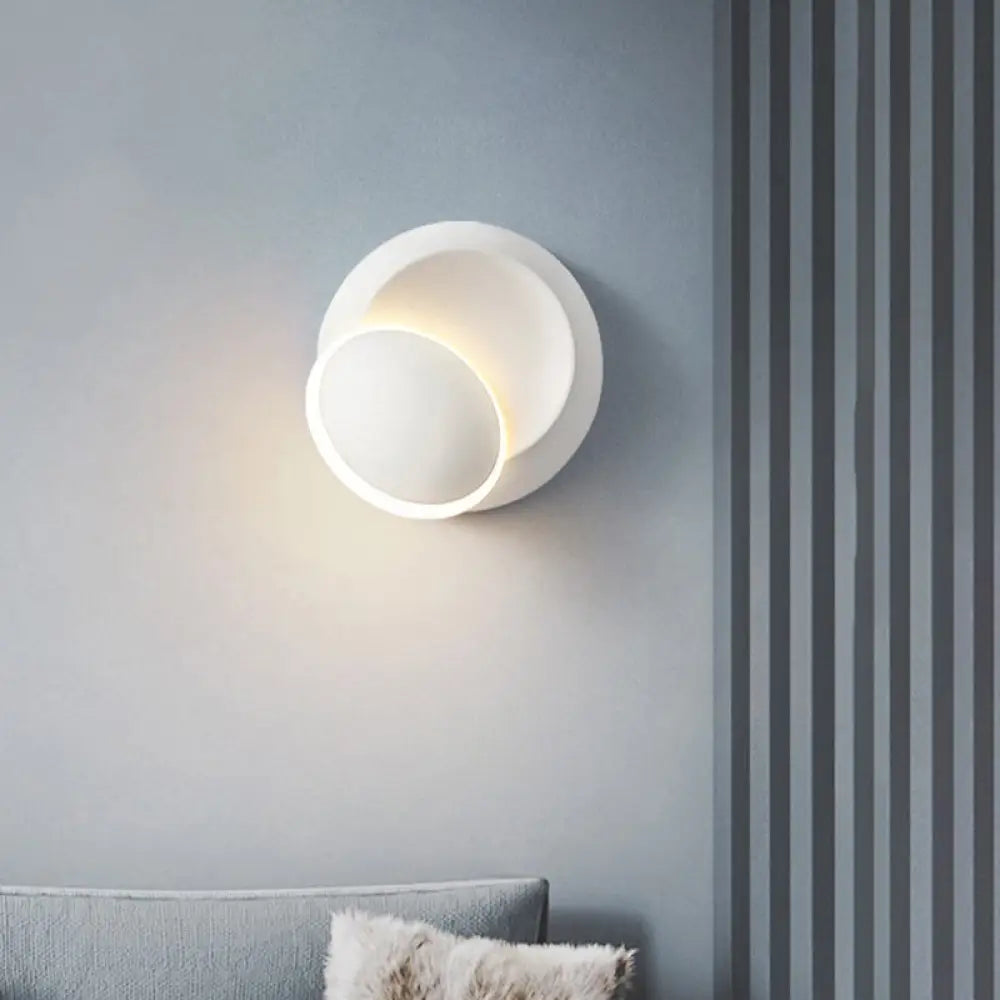 DecorBites™ Modern Black/White Rotating Eclipse Wall Lamp with LED Iron Sconce Design