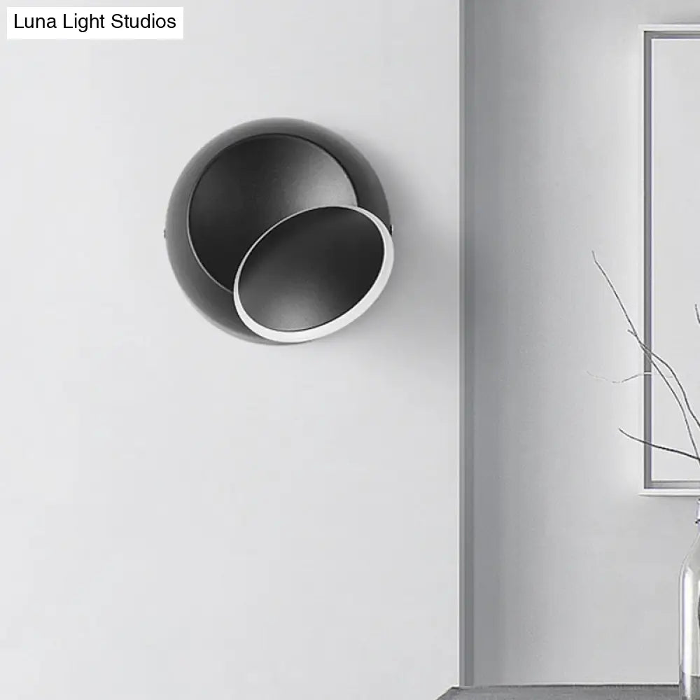 DecorBites™ Modern Black/White Rotating Eclipse Wall Lamp with LED Iron Sconce Design
