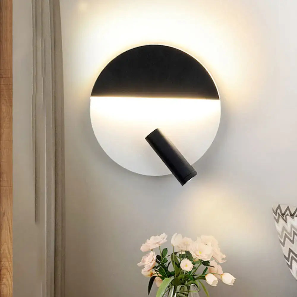Modern black & white round wall lamp – bedroom led spotlight