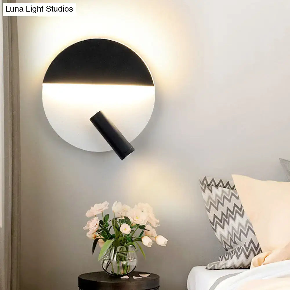Modern black & white round wall lamp – bedroom led spotlight