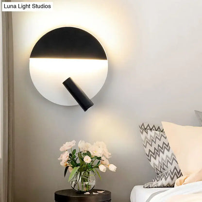 Modern black & white round wall lamp – bedroom led spotlight