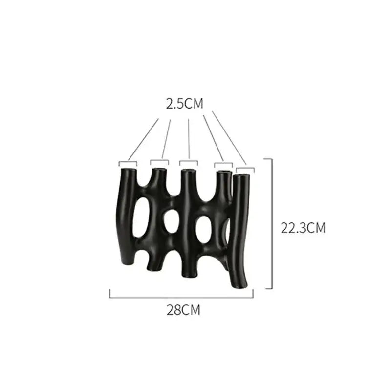Modern black & white sculptural ceramic vase living room decor