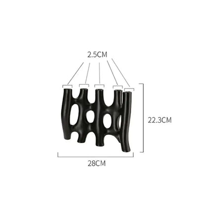 Modern black & white sculptural ceramic vase living room decor