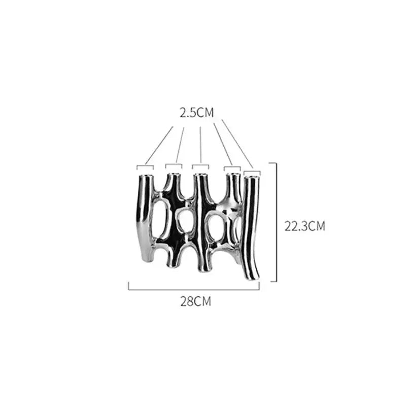 Modern black & white sculptural ceramic vase living room decor