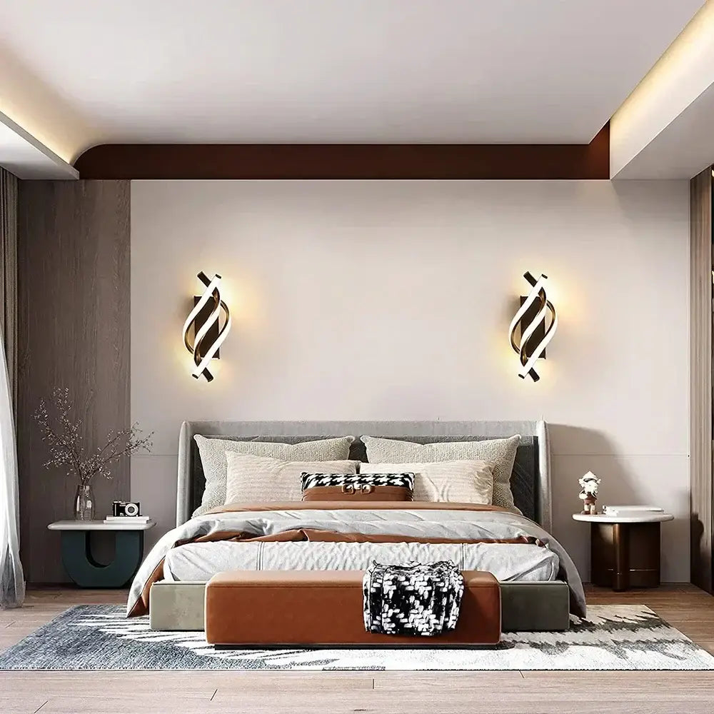 Modern black & white sculptural led wall lamps bedroom light