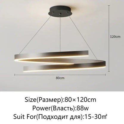 Modern black & white spiral chandelier living room pendant light