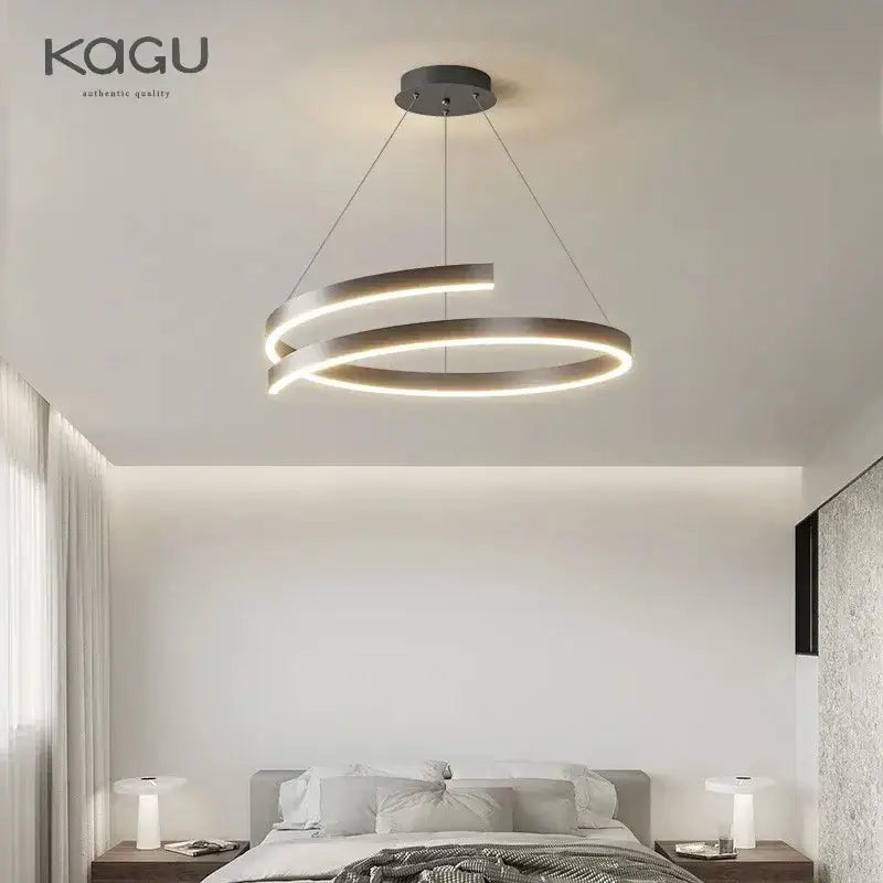 Modern black & white spiral chandelier living room pendant light