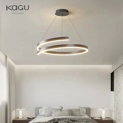Modern black & white spiral chandelier living room pendant light