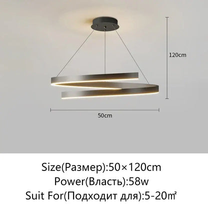 Modern black & white spiral chandelier living room pendant light