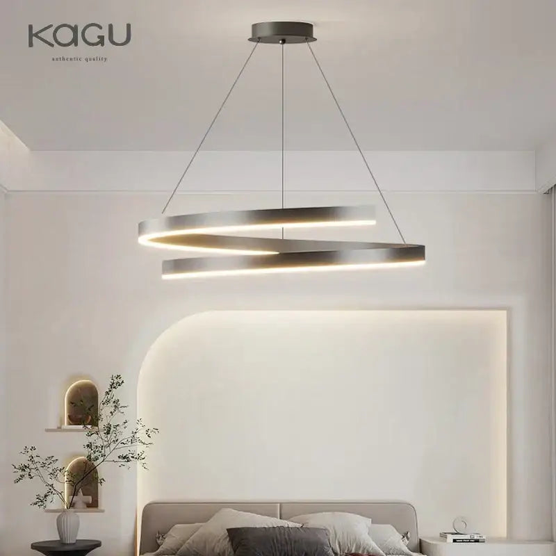 Modern black & white spiral chandelier living room pendant light