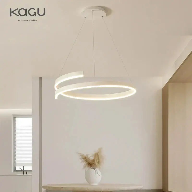 Modern black & white spiral chandelier living room pendant light
